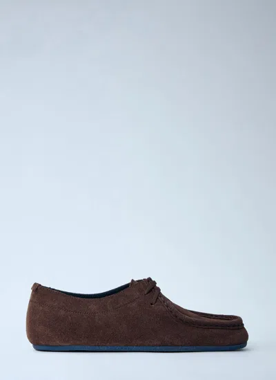 Jil Sander Suede Moccasin Shoes In Burgundy