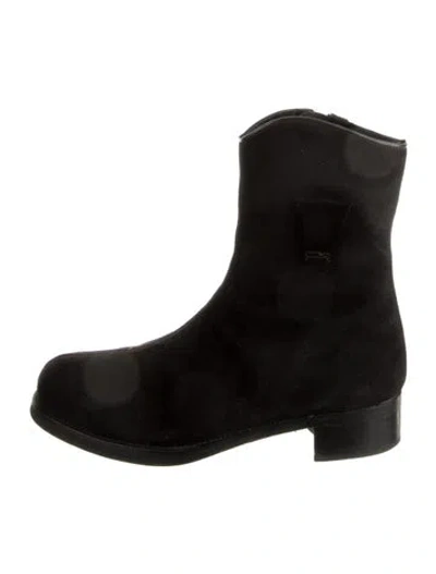 Pre-owned Jil Sander Suede Moto Boots In Black