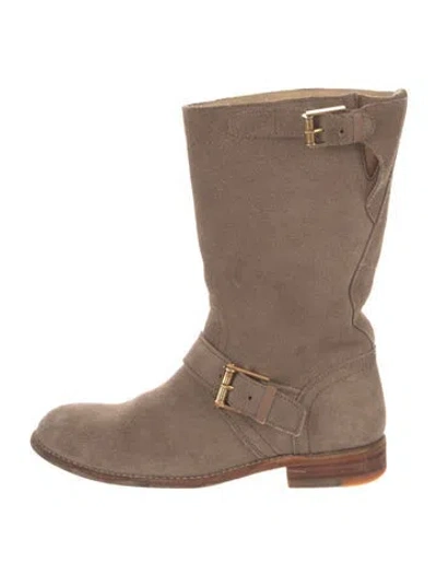 Pre-owned Jil Sander Suede Moto Boots In Neutral