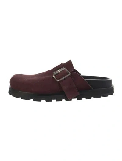 Pre-owned Jil Sander Suede Mules In Burgundy