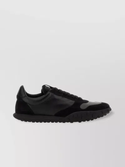 Jil Sander Suede Panel Round Toe Rubber Sole Sneakers In Black