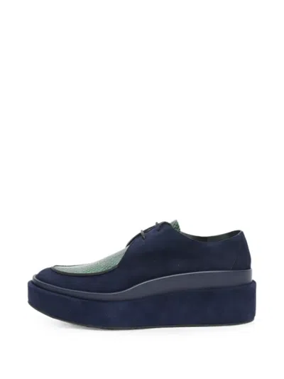 Pre-owned Jil Sander Suede Platform Derby Shoes In Blue
