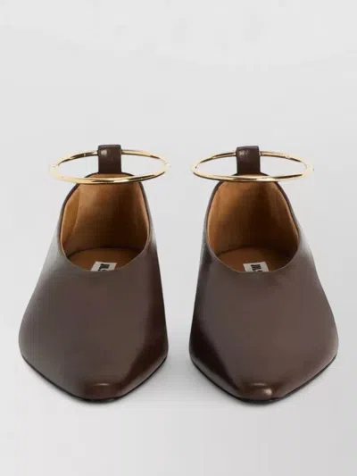 Jil Sander Suede Pointed Toe Ballerina Flats Anklet