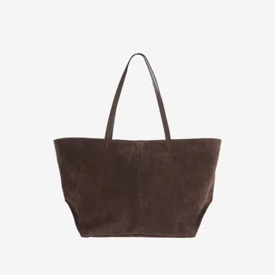 Jil Sander Suede Shopping Bag In Brown