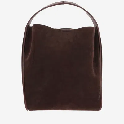 Jil Sander Suede Shoulder Bag In Brown