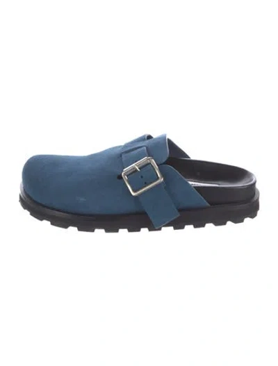Pre-owned Jil Sander Suede Slides In Blue
