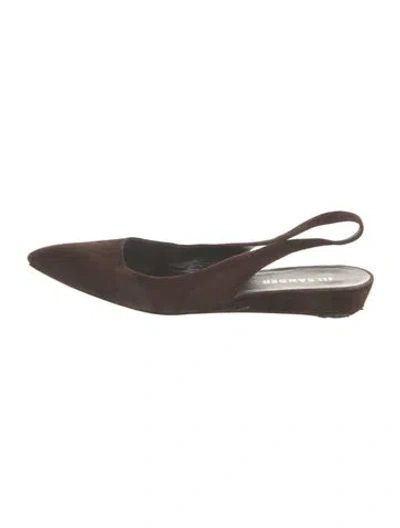 Pre-owned Jil Sander Suede Slingback Flats In Brown