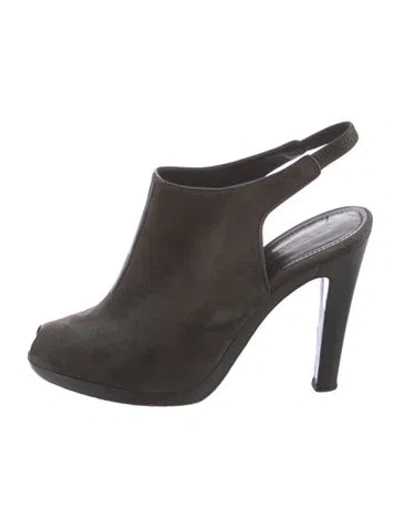 Pre-owned Jil Sander Suede Slingback Pumps In Brown