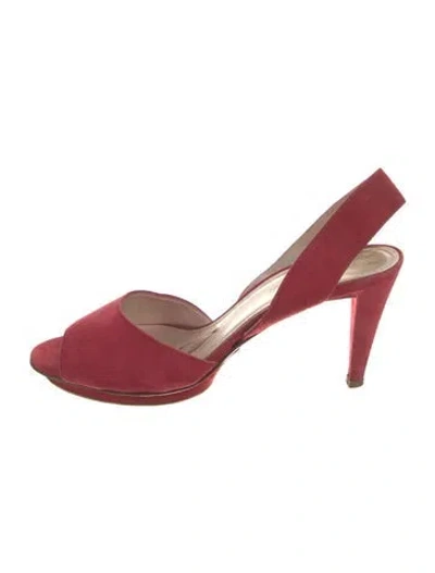 Pre-owned Jil Sander Suede Slingback Sandals In Red