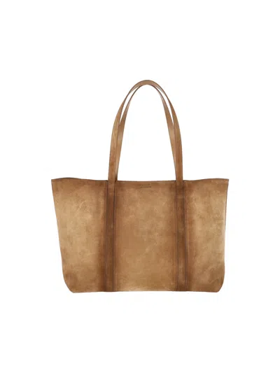 Jil Sander Suede Tote Bag In Brown