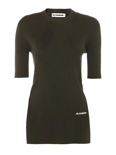 Jil Sander Black Cotton Knitwear In Green