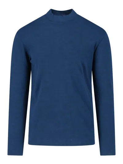 Jil Sander Long-sleeve Mock-neck T-shirt In Blue