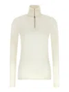 Jil Sander Half-zip Virgin Wool Blend Sweater In Blanco