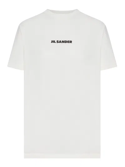Jil Sander Regular Fit Cotton T-shirt With Logo Detail In White