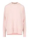 Jil Sander Soft Texture Knit Crewneck With Ribbed Cuffs And Hem In Nude & Neutrals