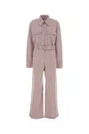 Jil Sander Wool Blend Jumpsuit Belted Waist In Pink