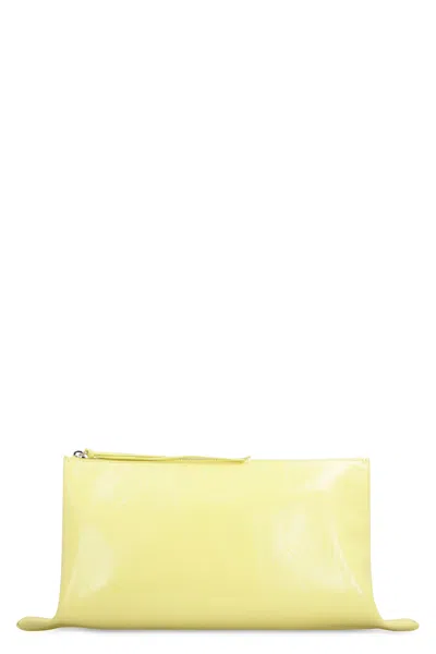 Jil Sander Sunny Yellow Leather Clutch For Women
