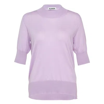 Jil Sander Superfine Cashmere Mock Neck Sweater In Purple