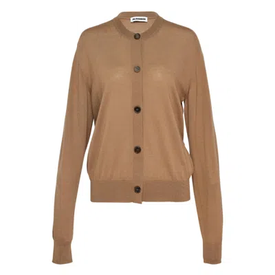 Jil Sander Superfine Long Sleeve Cardigan In Brown
