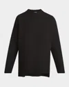 Jil Sander Superfine Merino Wool Oversized Crewneck Sweater In Black
