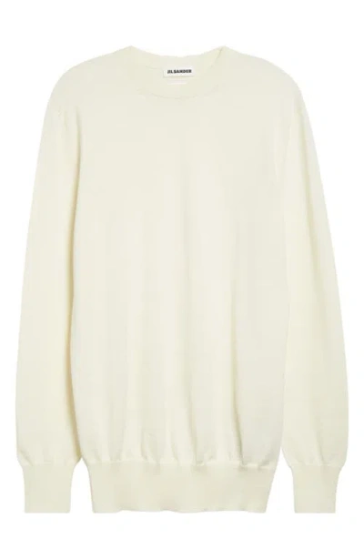 Jil Sander Superfine Merino Wool Sweater In White