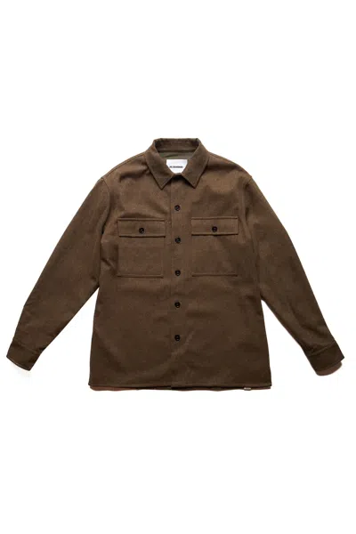 Jil Sander+ Sustainable Felted Wool Flannel Shirt Jacket Brown
