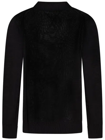 Jil Sander Fine Open-stitch Knit Crewneck Sweater In Black