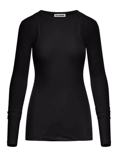 Jil Sander Black Virgin Wool Blend T-shirt In 001 Black