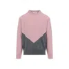 Jil Sander High Neck Color-blocked Sweater With Chevron Design In Pink