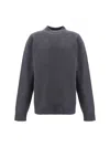 Jil Sander Classic Grey Wool Sweater With Crew Neckline And Ribbed Details In 32