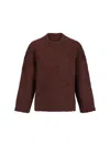 Jil Sander Oversized Crew Neck Sweater In Dark Earth