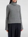 Jil Sander Striped High-neck Boiled Wool Knit Pullover Sweater In Blau