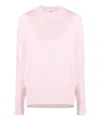 Jil Sander Soft Texture Knit Crewneck With Ribbed Cuffs And Hem In Pink