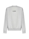 Jil Sander Ribbed Cotton Sweatshirt With Cuffs And Hem In Powder Green