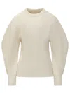 Jil Sander Baloon Sleeve Fisherman Sweater In White
