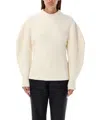 Jil Sander Baloon Sleeve Fisherman Sweater In White