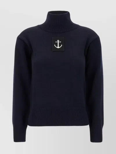 JIL SANDER SWEATER WOOL CONTRASTING PATCH