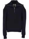 Jil Sander Half-zip Sweater In Black