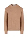 Jil Sander Ribbed Crewneck Sweater With Soft Texture In Brown