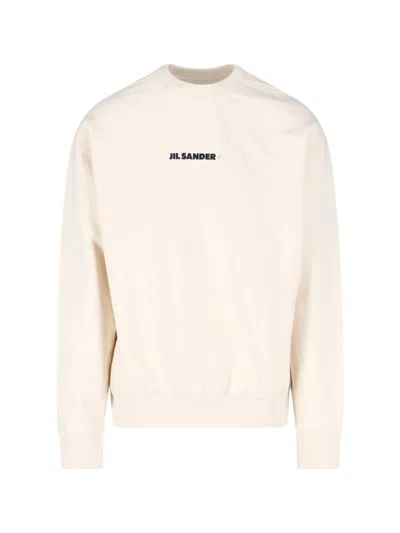 Jil Sander Cotton Jersey Logo Sweatshirt In Ivory