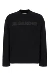 Jil Sander Men Black Long Sleeve T-shirt With Front Logo Print In Cotton Man In Black