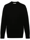 Jil Sander Crew-neck Boiled Wool Jumper In Black