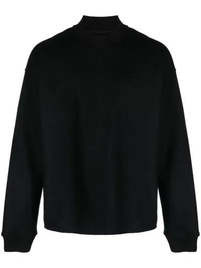 Jil Sander Crew-neck Felted-wool Jumper In Black