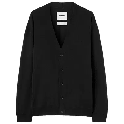 Jil Sander V-neck Wool Cardigan In Black