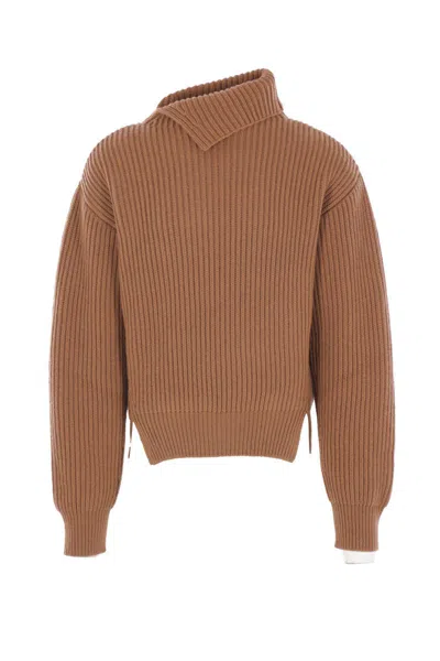 Jil Sander Long-sleeved Sweater In Brown
