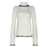 Jil Sander Long Sleeve Turtleneck Contrast Trim In White