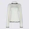 Jil Sander Long Sleeve Turtleneck Contrast Trim In White