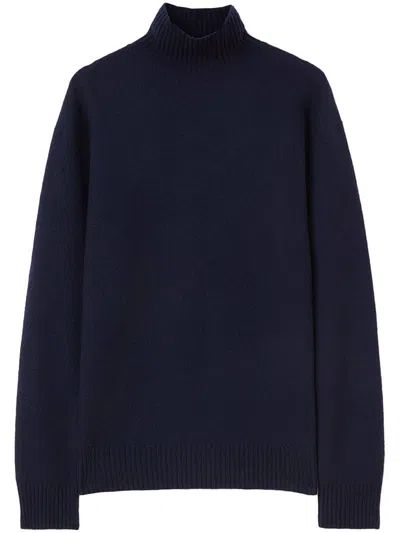 Jil Sander Chain-link Detailing Wool Jumper In Blue