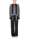 Jil Sander Fringed Tie-neck Intarsia Wool Sweater In Multicolour
