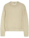Jil Sander Crewneck Sweater In Openwork Silk In Neutral